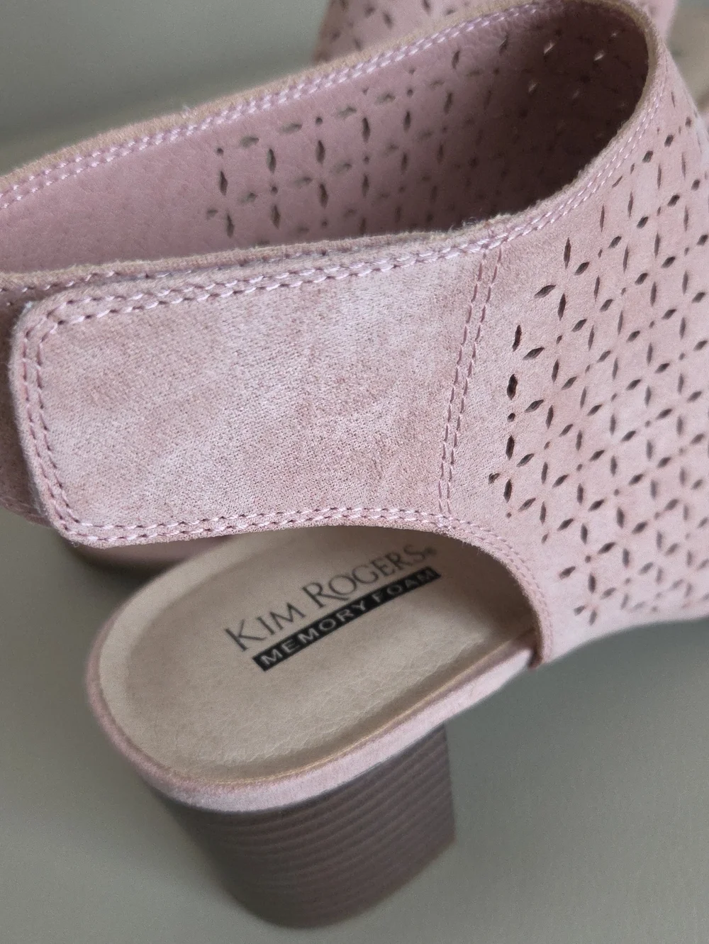 Kim Rogers Pink Perforated Block Heel Slingback Sandals